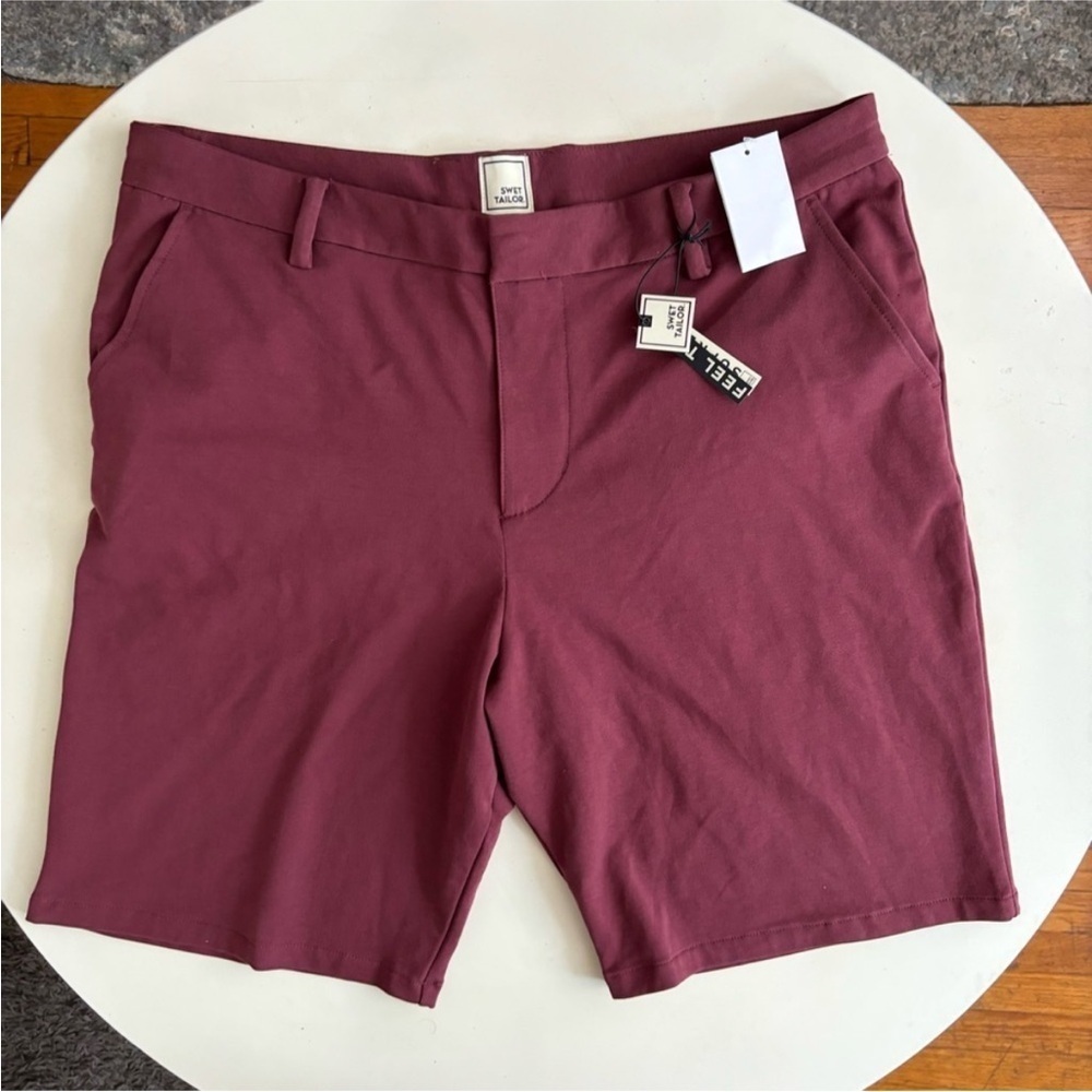 Swet Tailor Men’s 9” Everyday Chino Short Oxblood Red Size 34 New